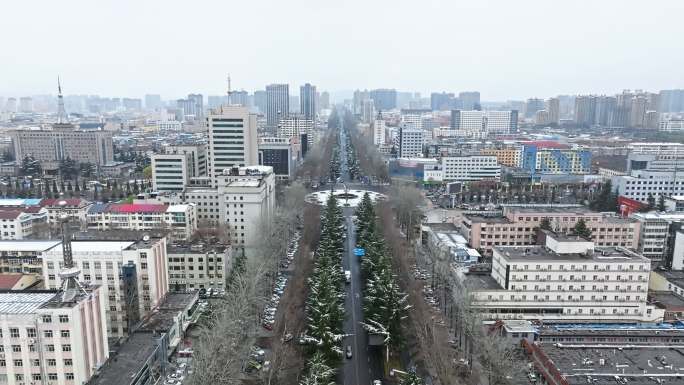 晋城市街景车流航拍