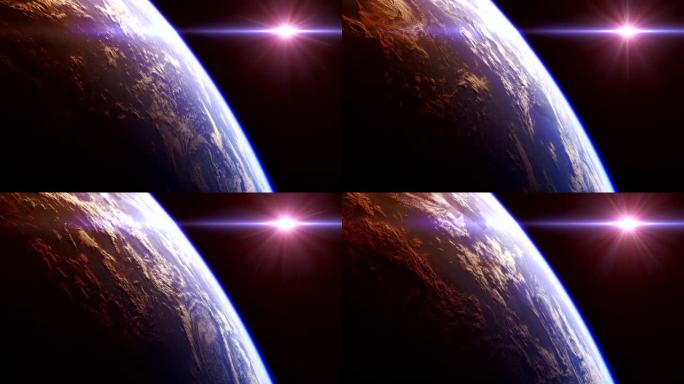 从太空可以看到地球的美丽景色。3d动画。无缝循环。