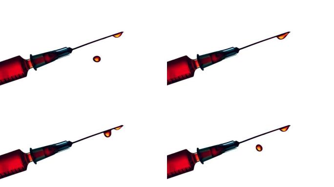 从注射器上脱落的液体滴