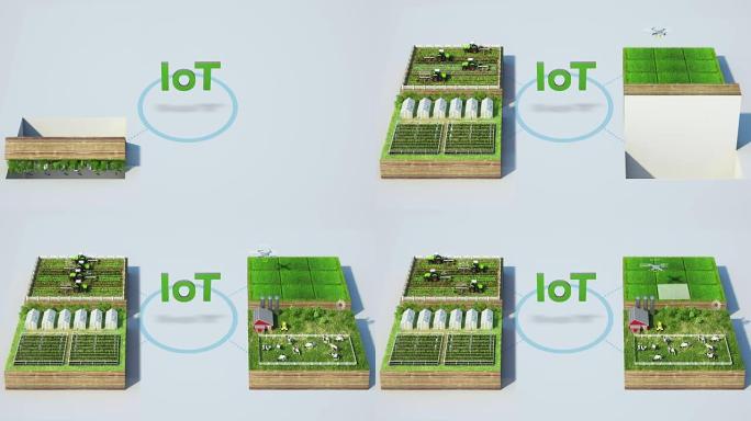智能农场的 “我” 技术，传感器连接乙烯基房子，温室。连接物联网。第四次工业革命。