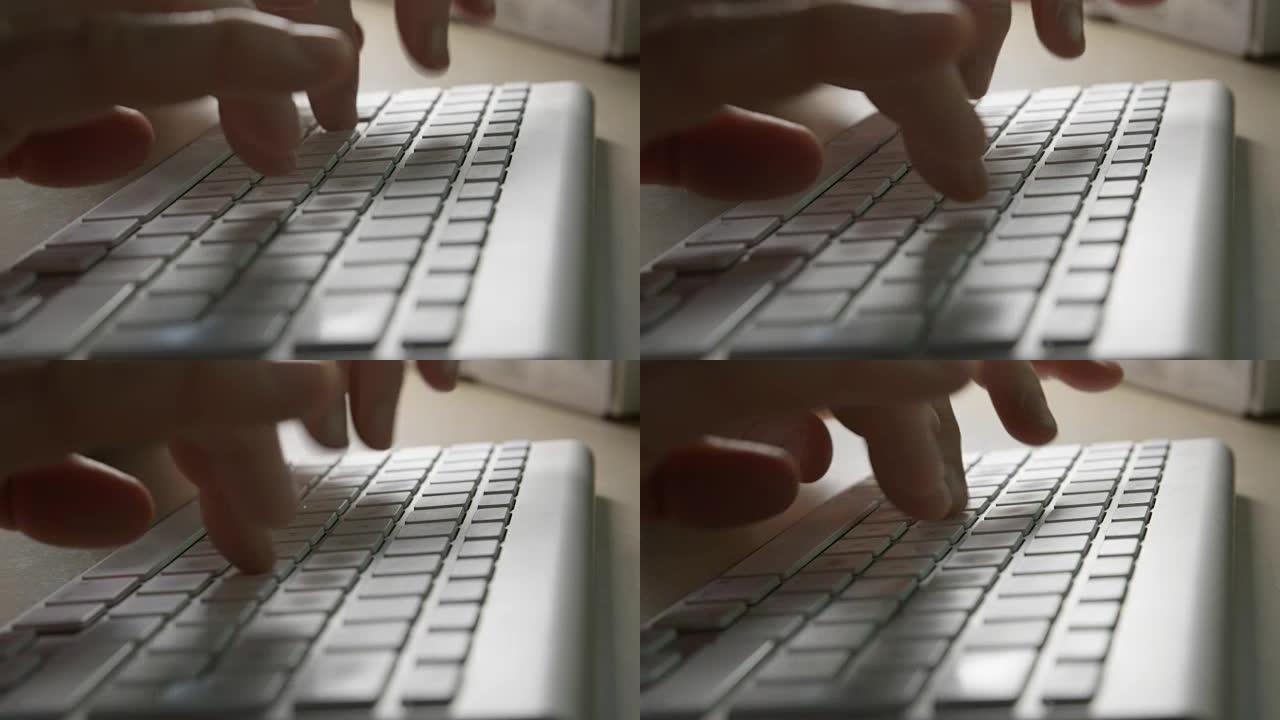 HYPERLAPSE: 双手10个手指在工作时在键盘上触摸打字的细节