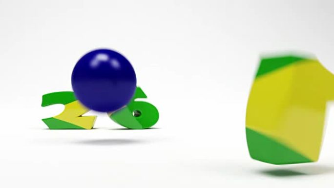 巴西国旗上的卡通数字和蓝色球集合