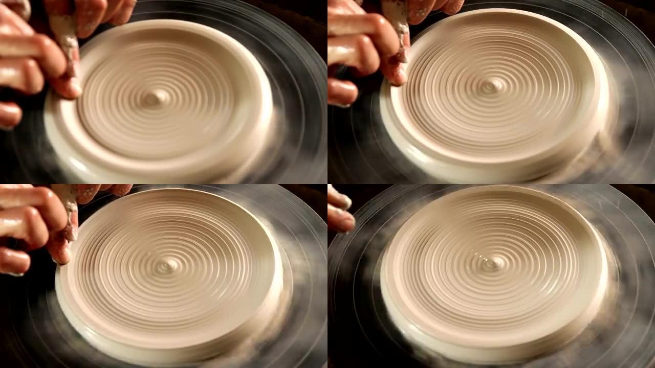 男性陶工制作锅