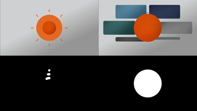 一个圆形和六个矩形用于演示，powerpoint模板