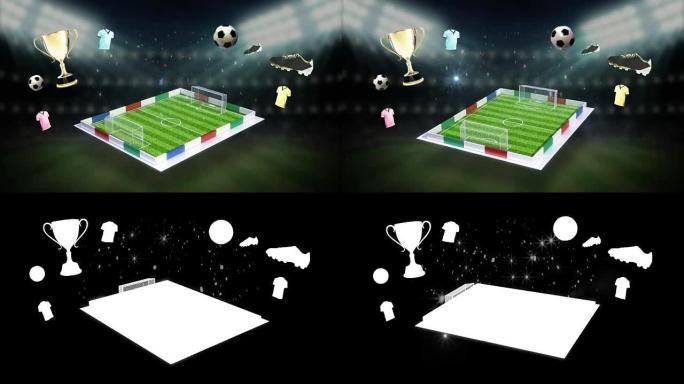围绕足球图标，足球场，动画 (包括alpha)