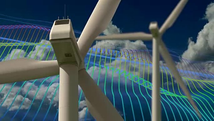 象征替代能源、气候变化和可持续资源的旋转风力涡轮机