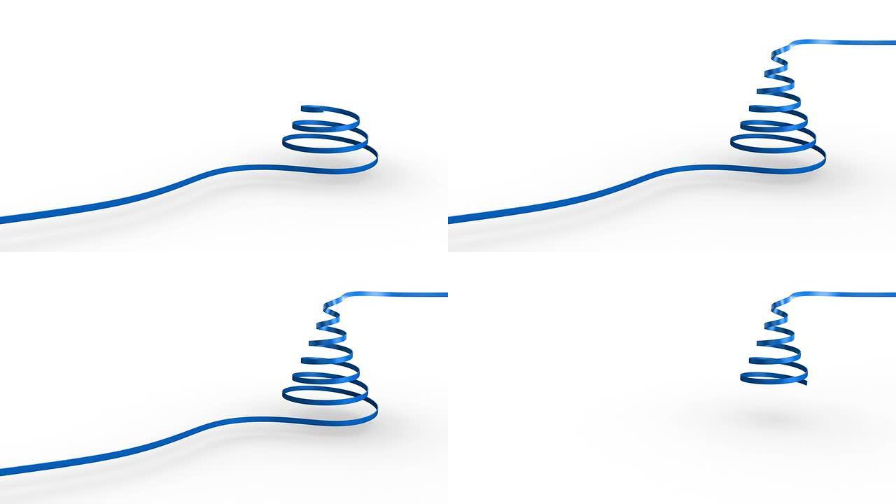 丝带旋转形成圣诞树形状