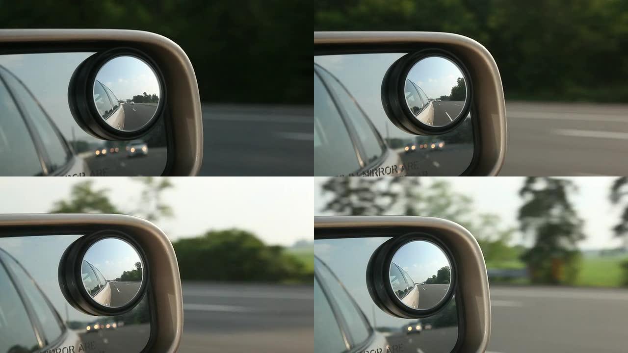 镜子行驶车窗外汽车第一视角