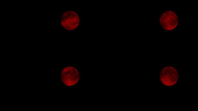 阴天晚上的红月亮
