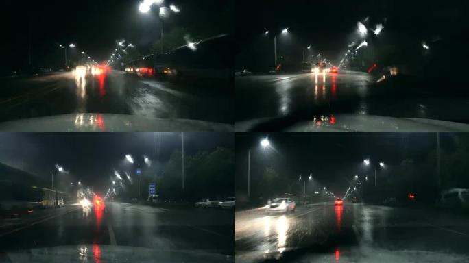 在黑暗的雨夜开车