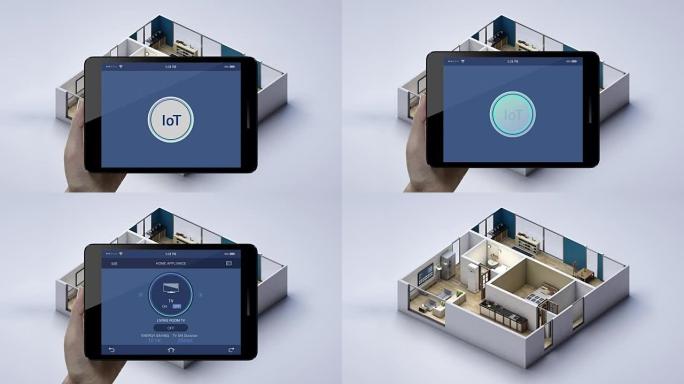 房屋图纸平面图、触碰物联网智能pad、平板应用、客厅电视控制、智能家电、物联网。
