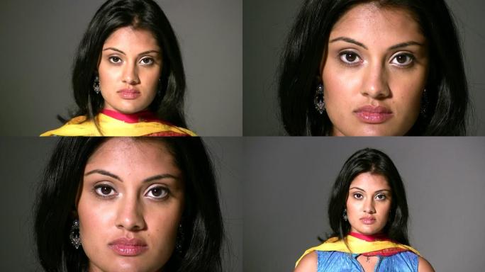 （HD1080i）印度女性看相机，放大，缩小