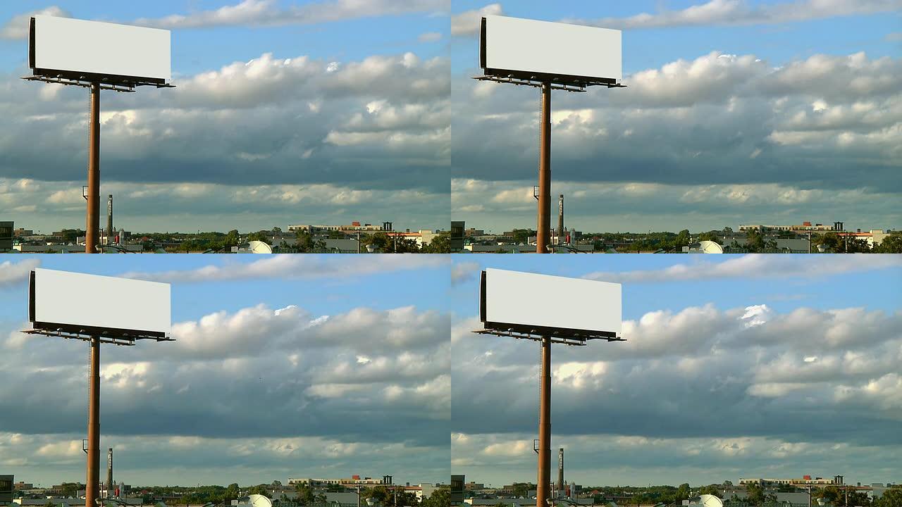 云背景宽的空白广告牌1080p24