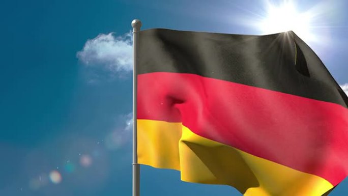 德国国旗在旗杆上挥舞