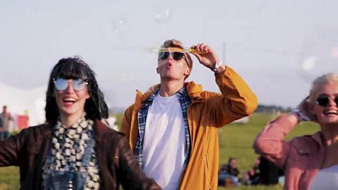 Blowing Bubbles At A Festival