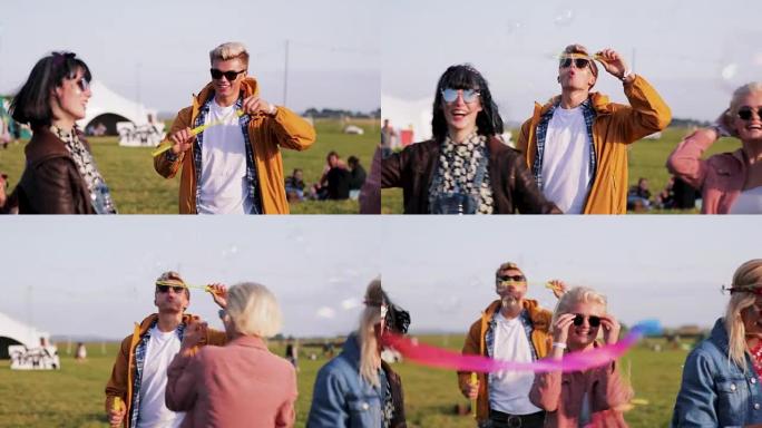 Blowing Bubbles At A Festival