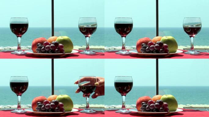 水果和葡萄酒设置