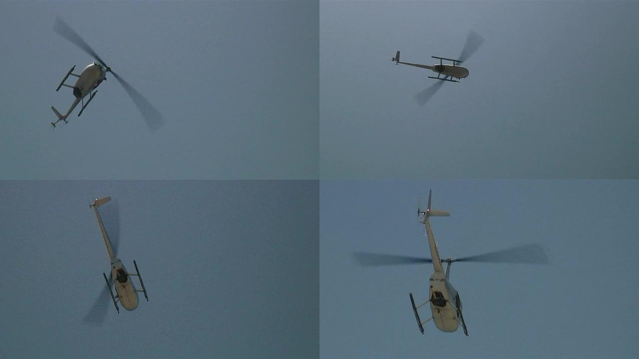 （HD1080i）直升机在空中顺时针旋转