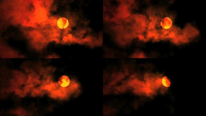 满月带橙色光晕