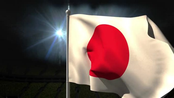 日本国旗在旗杆上挥舞