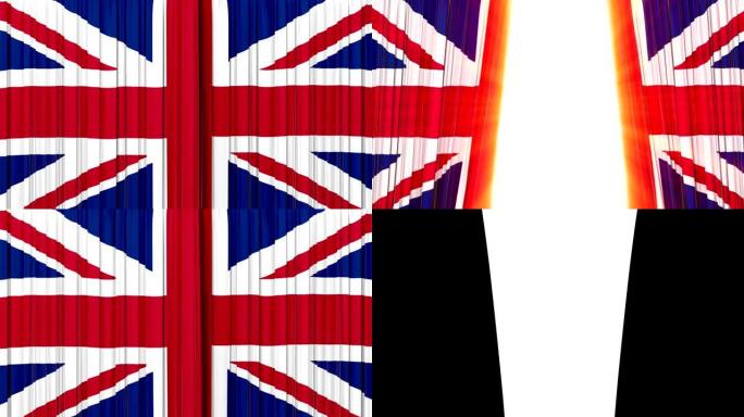 英国国旗窗帘，打开和关闭