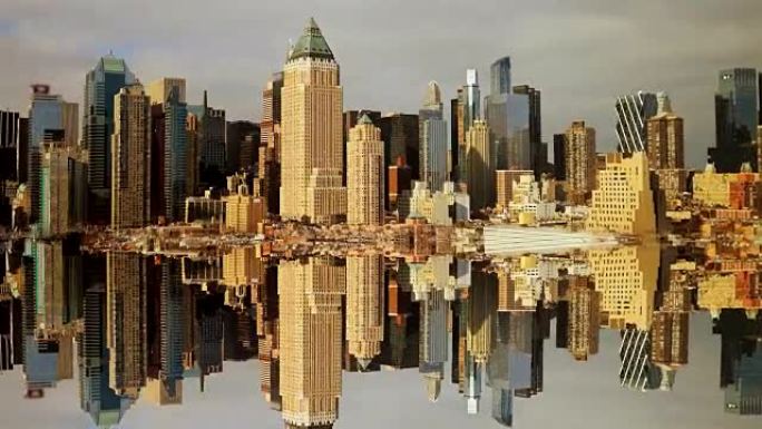 纽约的街道和建筑物。美国最大大都会的摩天大楼和交通。