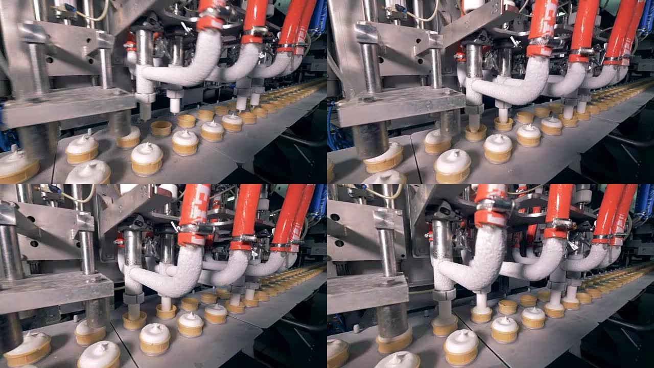 现代食品工厂的冰淇淋生产设备。