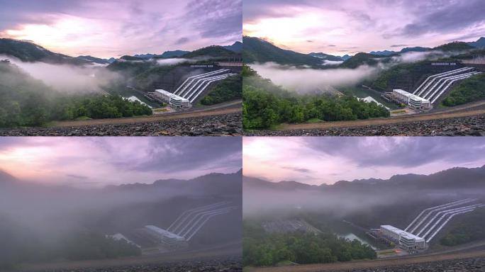 4K.泰国北碧府Srinagarind大坝电站的延时雾