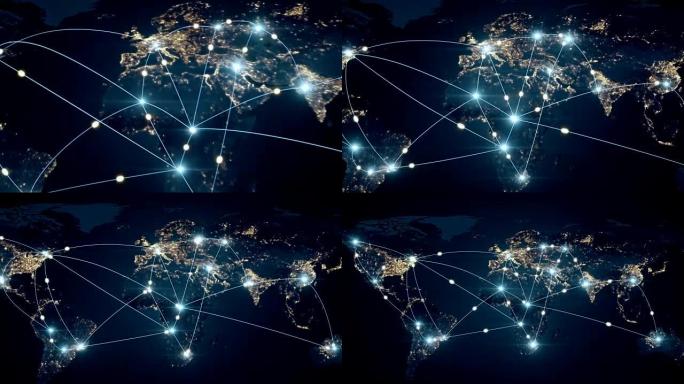 全球连接和信息传递的全球商业概念