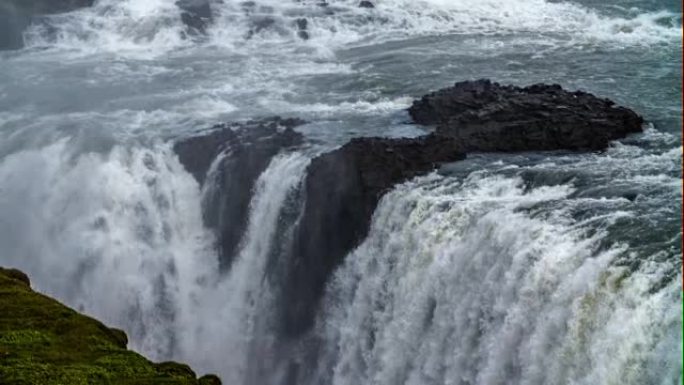 冰岛古尔福斯瀑布慢动作-4k自然/野生动物/天气