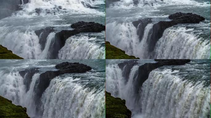 冰岛古尔福斯瀑布慢动作-4k自然/野生动物/天气