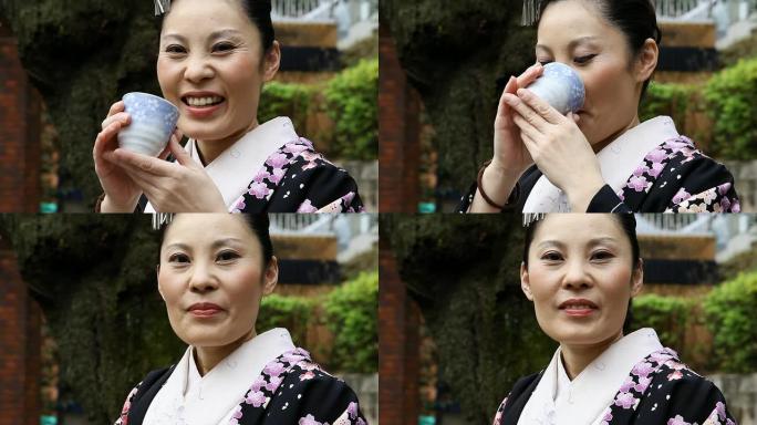 喝茶的日本女人喝茶的日本女人