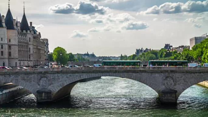 法国巴黎的塞纳河和pont au change