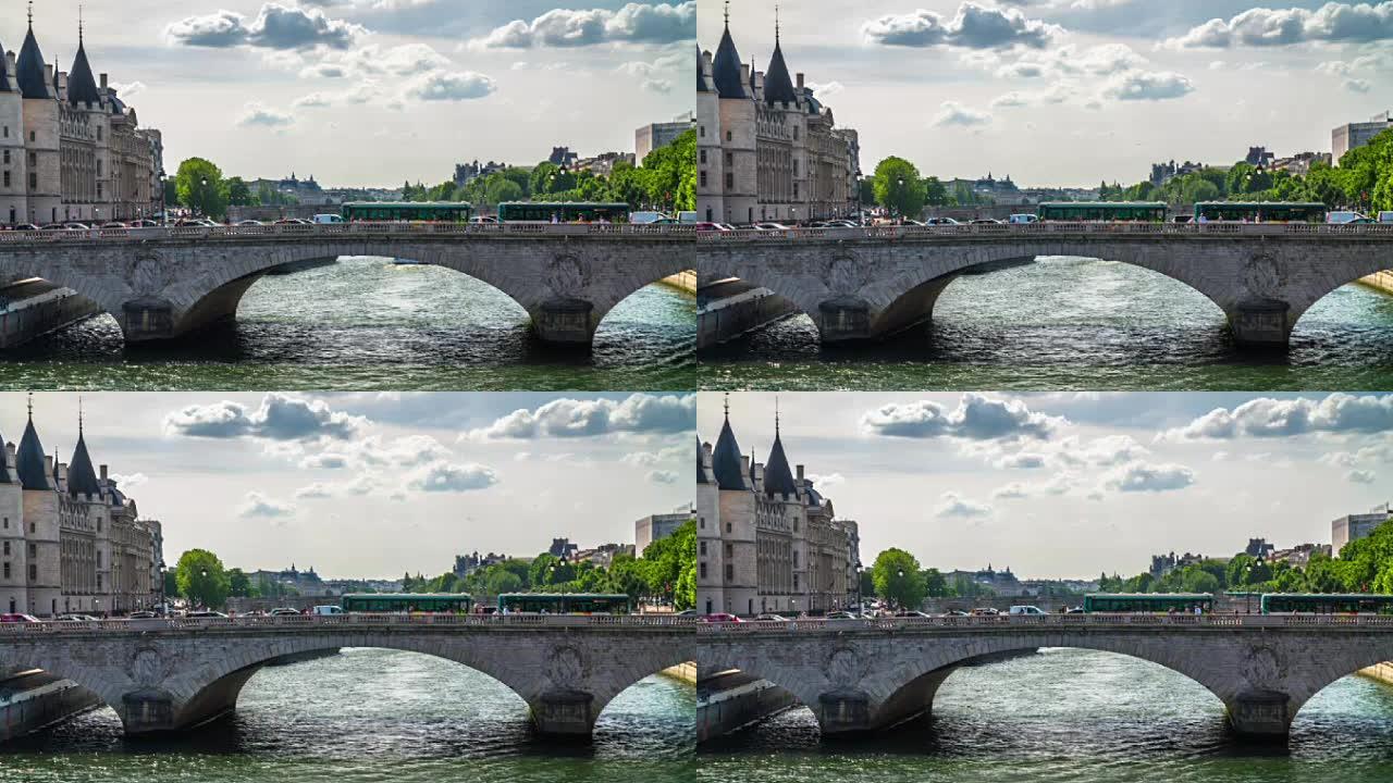 法国巴黎的塞纳河和pont au change
