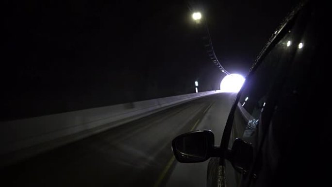 在隧道中行驶并在罗弗滕岛 (lofoten island) 外出的4k镜头
