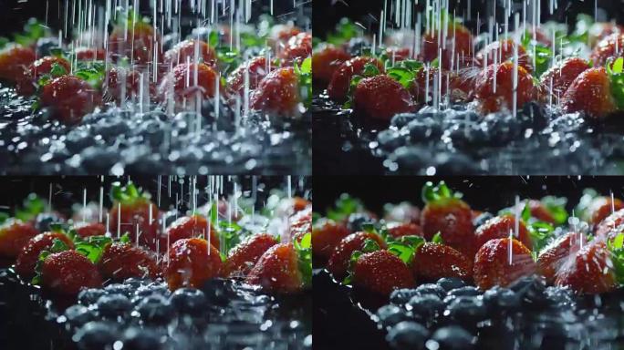 水滴在新鲜水果上
