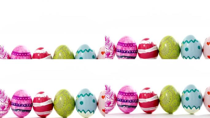 彩绘复活节彩蛋排成一排