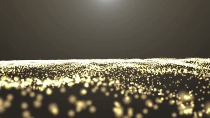 4k分辨率粒子抽象商业科技黄金波形背景
