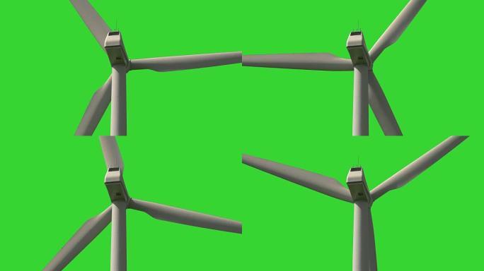 色度键绿色背景的替代能源风力涡轮机