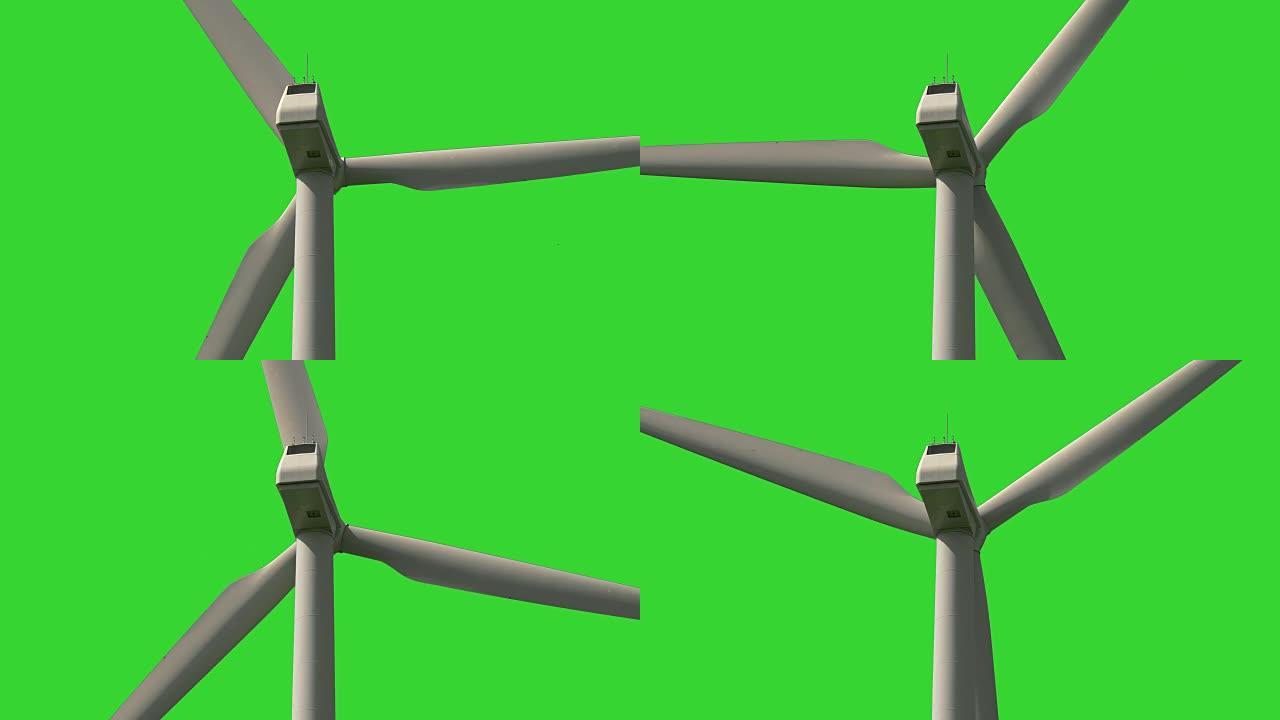 色度键绿色背景的替代能源风力涡轮机