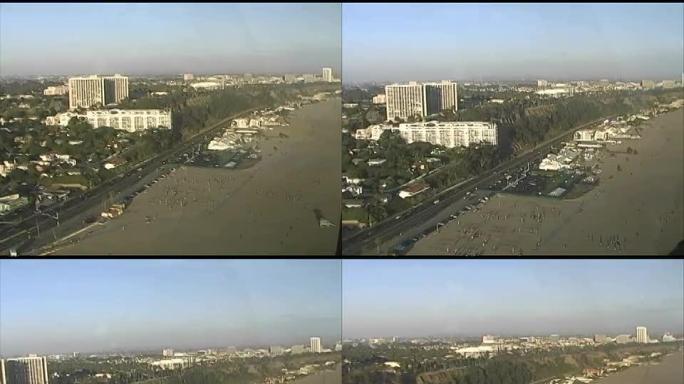 洛杉矶:圣塔莫尼卡海滩，洛杉矶警局直升机