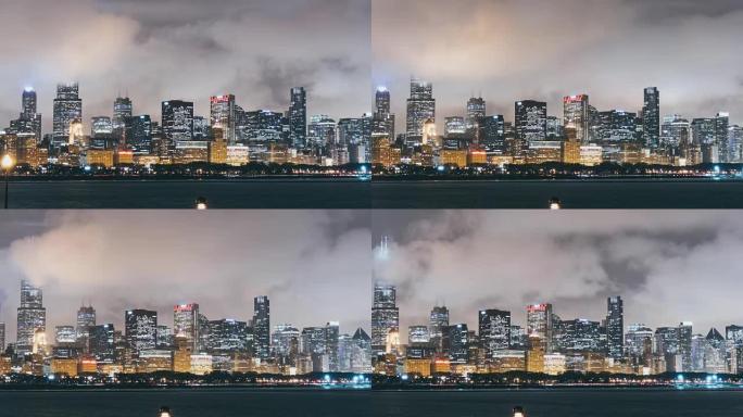 T/L MS PAN雨中芝加哥的夜景