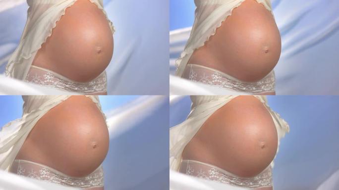 高清超慢动作: 孕妇穿内衣