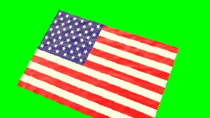美国球场国旗。在绿色屏幕上挥手。相机产品了