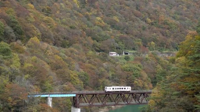 日本福岛大川水坝湖和阿迦河视点，带红假景观