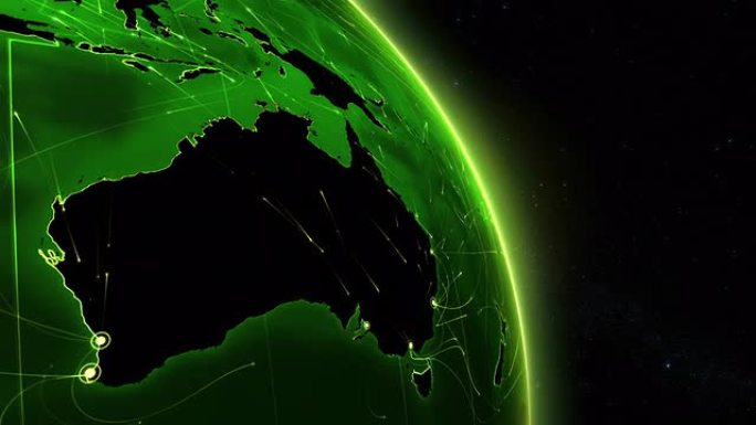 地球连接。澳大利亚。空中、海上、地面路线和国家边界。