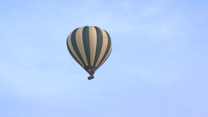 空中: 充满游客的野生动物园热气球被隔离在蓝云无云的天空中