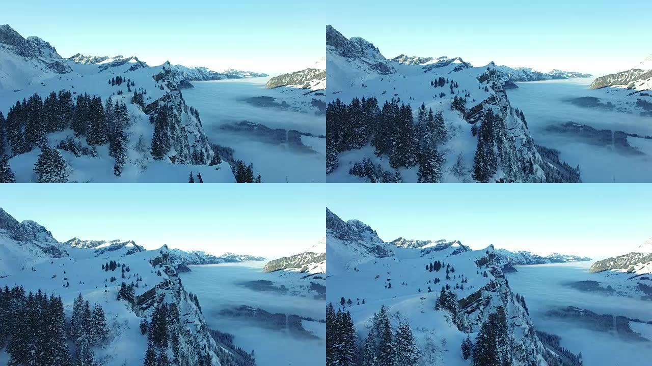 Aerial view of winter resort landscape for winter 