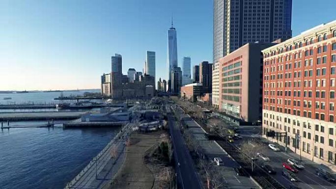纽约市景观与办公大楼和摩天大楼。扩大西方经济成功的象征