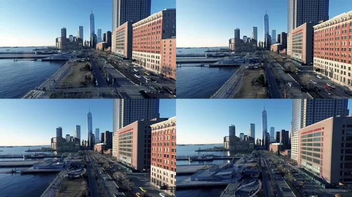 纽约市景观与办公大楼和摩天大楼。扩大西方经济成功的象征